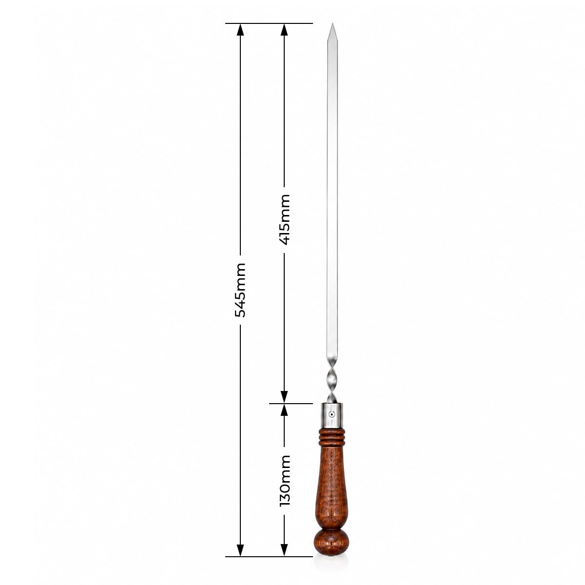 brochetas planas shashlik [cantidad a elegir] de acero inoxidable con mango de madera auténtica - para mangal, barbacoa & fuego de leña, hechas a mano 6 piezas