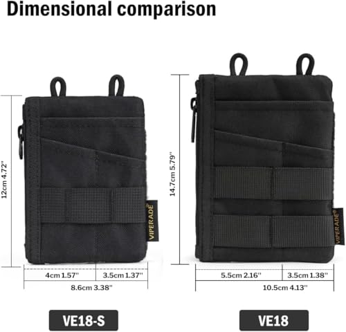 Image of VIPERADE VE18-S Small EDC Pouch, Mini EDC Pocket Organizer for Men, EDC Pocket Organizer Pouch, 3 Slots with 2 Zipper Pockets Multitool Pouch