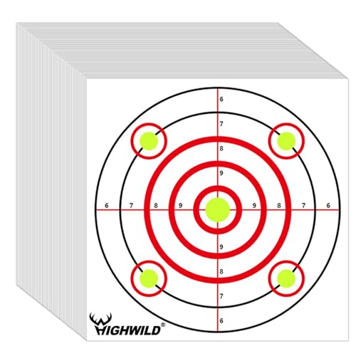 Highwild Bullseye Shooting Paper Targets - for Air Rifle/Airsoft Pistol Practice Bullet Traps - 11