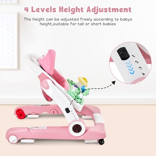 Image of 5 in 1 Baby Walker, Activity Baby Walker-Baby Bouncer, Rocker, Activity Center,Seat and Push Walker,Detachable Trampoline Mat, Adjustable Speed Rear Wheels and Height,Ages 6-18 Months