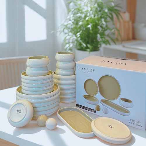 BAVARY Chubby Collection – 27-teiliges Porzellan-Tafelservice in...