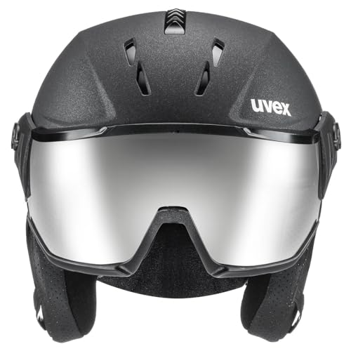 uvex Instinct Visor - robuster Skihelm für Damen und Herren - mit Visier - optimierte Belüftung - Black matt - 59-61 cm
