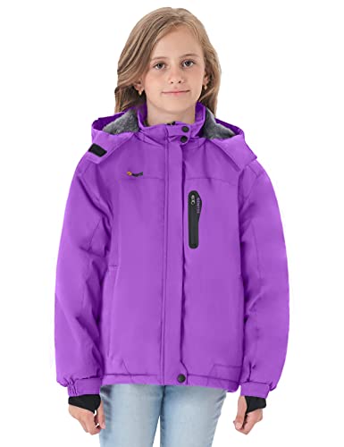 Image of GEMYSE Girl's Waterproof Ski Snow Jacket Hooded Fleece Lined Windproof Winter Jacket