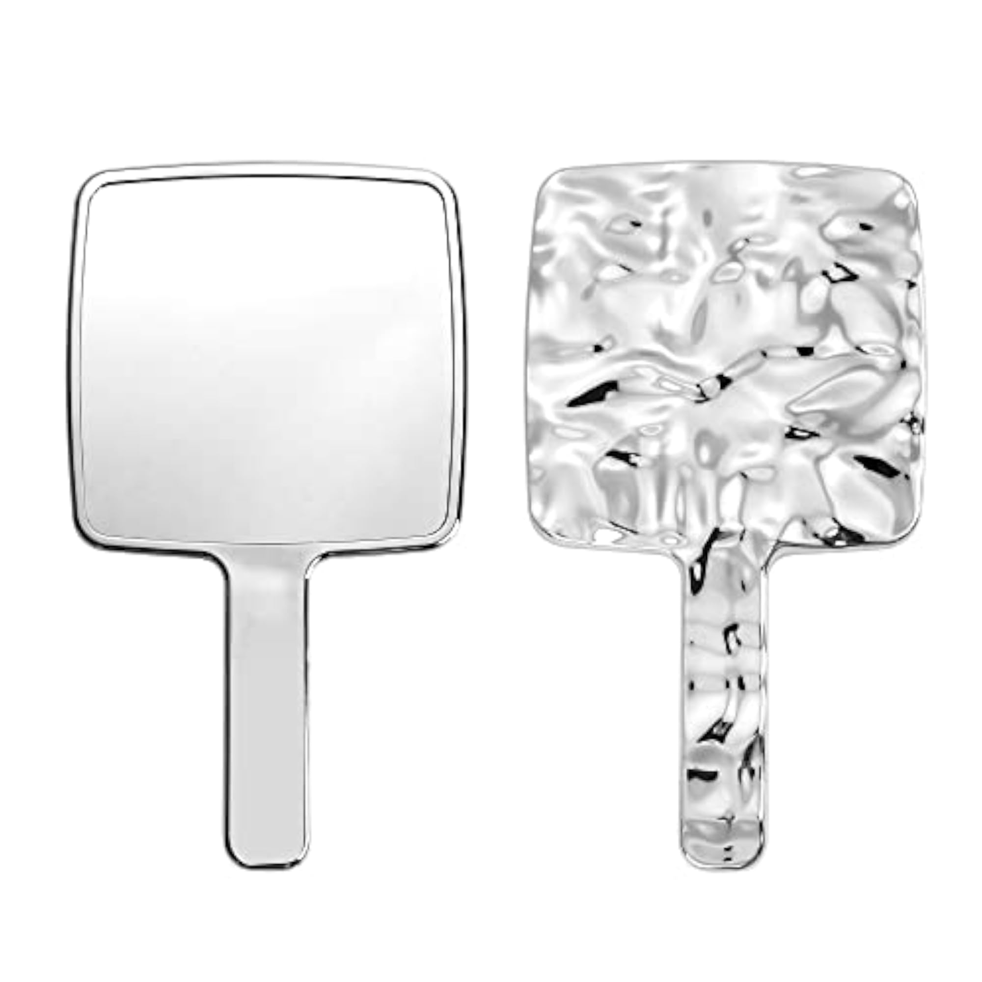 Hand Mirror Hand Held Electroplate Silver Square