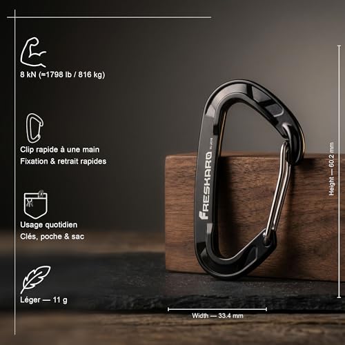 FresKaro Mousqueton, Mousquetons Porte Clé, Mousquet Aluminium, 8kN Mousquetton Dégaines, Mousketon Solide, Ultra Resistant, pour Clef, Sac à Dos, Exterieur Randonnée, Petit Mini 6cm, Arc-en-Ciel – vue 2