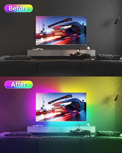 Daymeet-TV-LED-Backlight-164FT-LED-Lights-for-TV-for-45-85-inch-TV-Led-Light-Strip-Backlight-ICRGB-Rainbow-Color-Changing-TV-Lights-USB-Music-Sync-Bluetooth-APP-Control-with-Remote-for-Bedroom