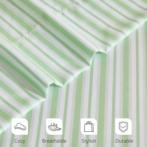 Image of MCO 4Pieces Striped Sheets Set, Breathable King Sheet Set with 16 inch Deep Pocket,Modern & Luxury, Brushed Microfiber Bedding Set(King, Green)