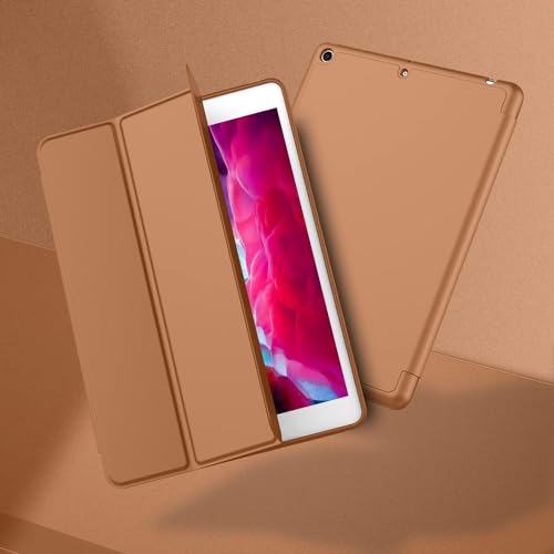 Image of Printme iPad 9.7 Case (2018 /2017 Model, 6th /5th Generation), Smart Cover with Pencil Holder and Soft Baby Skin Silicone Back and Full Body Protection, Auto Wake /Sleep Cover (Dark Brown)