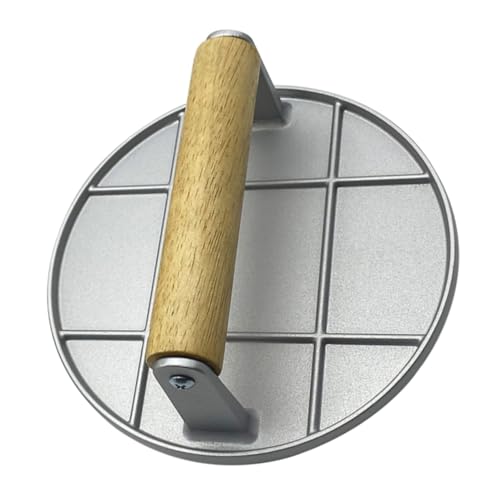 STOBAZA Heavy Duty Burger Patty Press Aluminum Alloy Kitchen Tool with Ergonomic Wood Handle for Shaped Patties and Quick Cooking for Grilling Burgers and Bacon