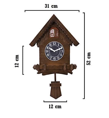 Three Secondz Cuckoo Clock with Moving Bird, Wooden House Design, Hourly Bird Animation, Night Silence Feature, Wall Mounted Plastic Material 2