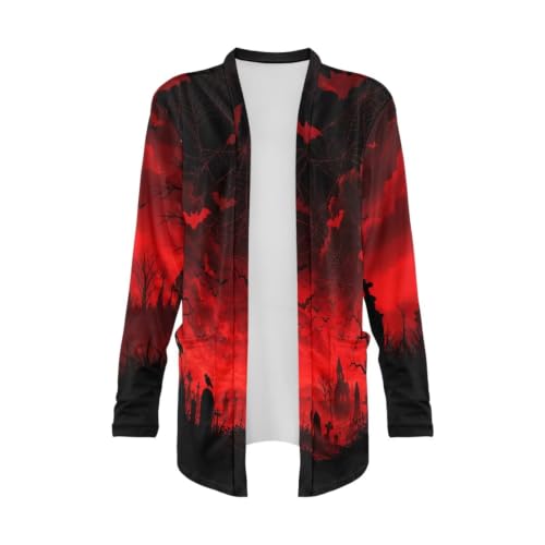 Image of Forchrinse Red Ladybug Cardigan for Women Causal Long Sleeve Open Front Cardigans Sweater Fashion 2024 Fall Coat with Pockets