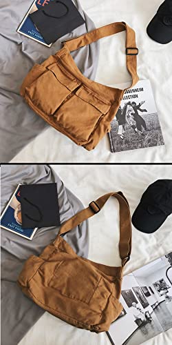 Canvas Crossbody Bag for Women Large Messenger Bags Travel Shoulder Bag Multi-pocket2