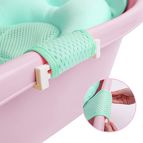 Image of Baby Flotation Bath Cushion Infant Bath Seat Support Net Newborn Bathtub Mesh Pad with Pillow Baby Shower Lie Seat Toddler Bathing Shower Breathable Mat for 0-24 Months