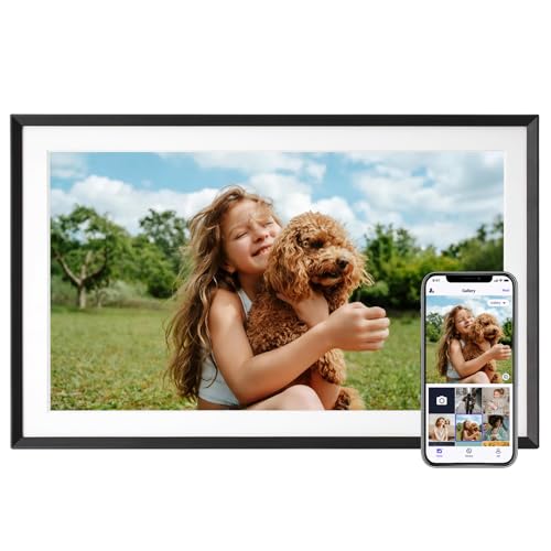Euphro 15.6'' Digital Picture Frame with 1920x1080 IPS Touch Screen, 64GB Smart Digital Photo Frame, Easy Setup to Share Photos/Videos via Free App