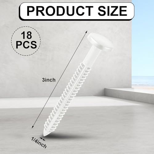 Image of Blulu 18 Pcs 3 Inch Vinyl Shutter Fastener Window Panel Peg Lok Pin Pegs Screws Shutter Spikes Anchor (White)