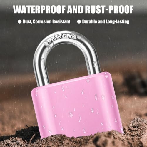 Image of Diyife Outdoor Combination Padlock, Hidden Password Design & Weatherproof High Security for Sheds, Fence, Locker, Home, School, Garage, Garden, Gate Hasps, Pink