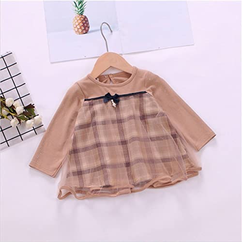 Bebê infantil infantil infantil recém-nascido meninas xadrez patchwork manga longa laço tule outono