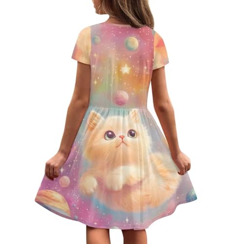 Image of Short Sleeve Dress for Girls with Pockets Cute Toddler Girl Clothes Summer 2-12