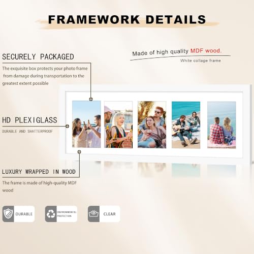 Image of Picrit 8x24 White Collage Picture Frame, Poster Frame for Wall, 3 Pack