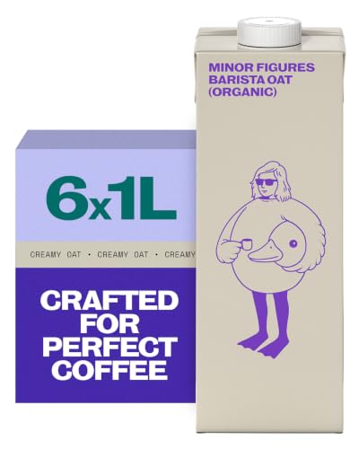 Minor Figures Barista Oat (Organic) Perfect for Smooth Silky Coffees Vegan Non-Dairy Shelf-Stable 1L x 6 Cartons