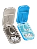 Hafigigi Pill Cutter Splitter for Small or Large Pills with Safety Lock - Accurate and Easy Travel-Friendly Design for Daily Use (Blue+White)