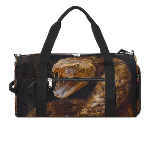 Rattlesnake Funny Gym Bag Travel Tote Bag Duffel Bag with Shoe Compartment for Weekender Sports Vacation