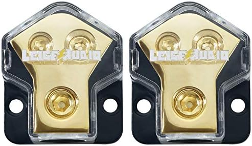 LEIGESAUDIO 0/2/4 Gauge in 4/8 Gauge AWG Out Amp Power Distribution Block for Car Audio Splitter-2 Way（2 Pack）