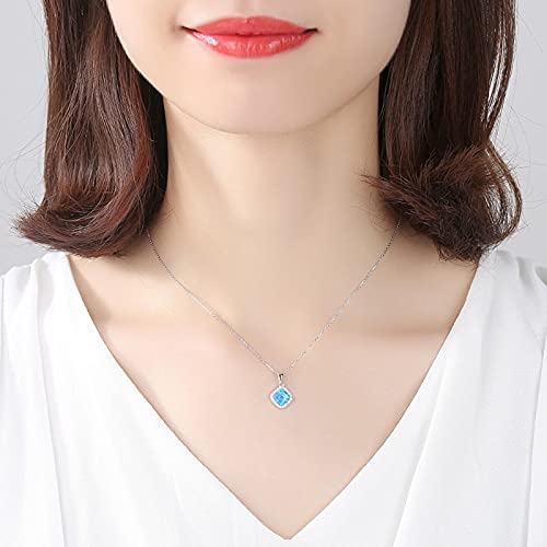 Colliers en Argent Sterling pour Les Femmes Chaîne Fine Pendentif Opal