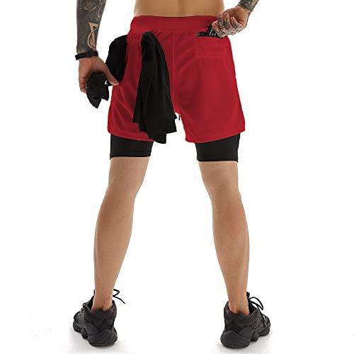 Image of OEBLD Mens Athletic Shorts 2-in-1 Gym Workout Running 7'' Shorts with Towel Loop