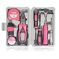 XTDMJ 12-teiliges rosa Werkzeugset, Haushalts-DIY-Werkzeugset, kleines Werkzeugset, Starter-Basic-Damen-DIY-Werkzeuge für Zuhause und Büro