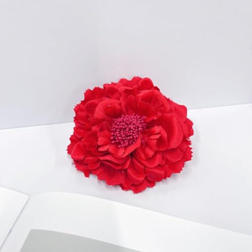 Image of Peony Fabric Flower Brooches Oversize Lapel Pins Extra Big Brooch Delicate Dancing Party Prom Wedding Charm Banquet Dress Suit Guest Corsage Accessories Gifts Dancer Large Hairpin Clip 110mm