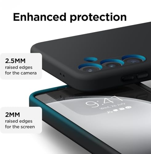 Image of MOBILOVE Back Cover Case for Samsung Galaxy S25 Plus 5G | Pure Liquid Soft Matte Silicone Case with Logo and Comes with Camera and Screen Protection Back Cover for Samsung Galaxy S25 Plus 5G (Black)