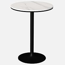 Marble Top Round Bar Table, with Metal Base - Perfect for Coffee/Living Room/Restaurant/Tavern - Breakfast Table for Stylish Dining