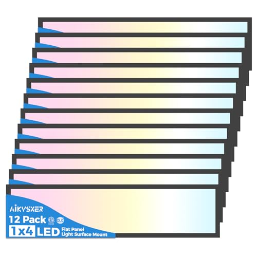 Image of AIKVSXER 12 Pack 1x4 LED Flat Panel Light Surface Mount Black, 5500LM 50W