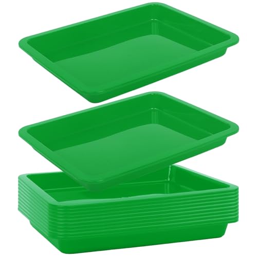 Image of Craft Tray,24 Pack Art Trays for Kids Plastic Activity Trays Stackable Craft Trays,Shallow Craft Storage Organizer, DIY Project & Painting Tray,Art Supplies,9.45 x 7.1 x 0.98 Inch (Green)