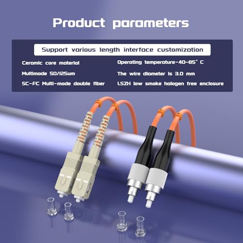 Image of 0.6Meter 2ft SC /UPC-FC /UPC Multi-Mode Fiber Optic Cable SC to FC OM1 Jumper Optical Patch Cord Duplex 62.5 /125um Orange SC-FC
