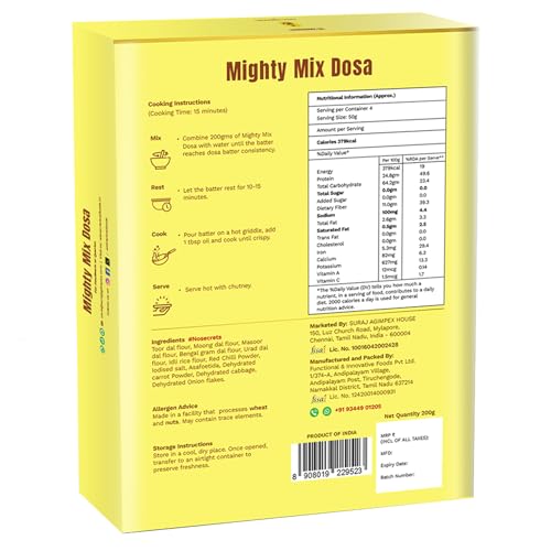 Image of Revival Millet Bisi Bele Bhath (200g) & Mighty Mix Dosa (200g) Combo Pack | Instant South Indian Meal | High in Protein & Fiber | Healthy, Tasty & Easy to Prepare | Quick Cooking in 15 Minutes