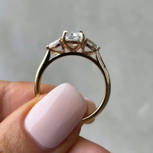 2 Ct Elongated Cushion Cut Diamond Delicate 3 Stone Solitaire Promise Ring Elegant Engagement Rings For Women 14K Yellow Gold Plated 925 Sterling Silver Handmade Proposal Ring Gift For Her4