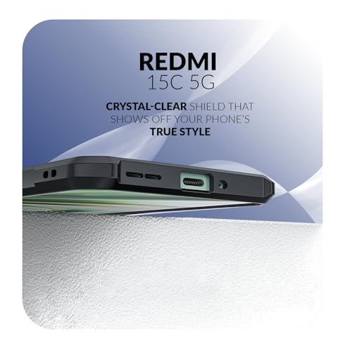 Image of Back Cover Case + Screen Protector for Redmi 15C 5G | Transparent & Black Mobile Phone Back Case Cover for Redmi 15 C | Camera Protection | Redmi 15C 5G TPU & PC Black Back Cover Case
