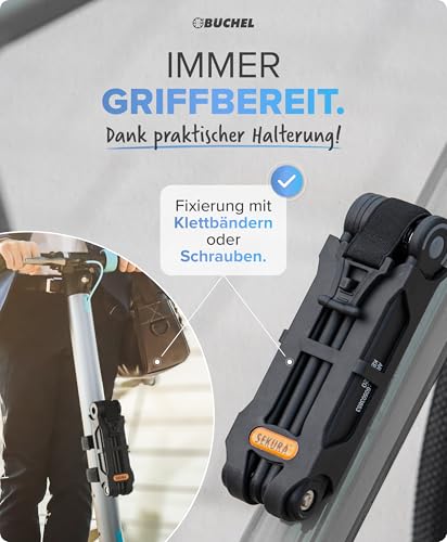 Image of Buchel Sekura 60503853 Folding Lock for Bicycle and Motorbike 85 cm Black