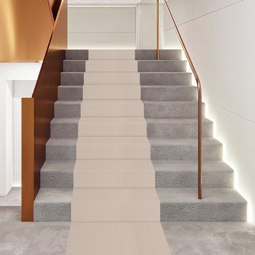 20ft Non-Slip Carpet Stair Runner - Indoor Floor Protector, 27.56 Inch Wide Protective Stair Cover for Bedrooms, Living Rooms, Balconies, Entryways, and Stairs (Off-White)