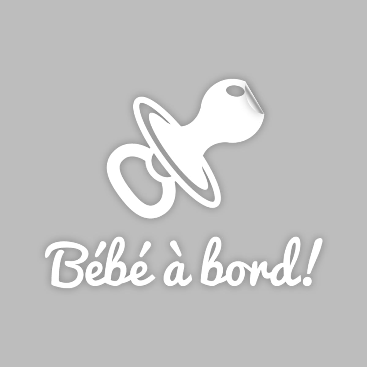 Ambiance Sticker Car Window Sticker Baby on Board Baby Pacifier White – H20 x L25 cm