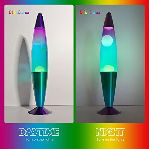 Image of 16 Inch Rainbow Motion Lamp, 2 Bulbs, Aurora Lamp, Night Light, Relaxing Mood Lighting for Adults, Home Office Decor, Birthday Present, Green Blue Purple