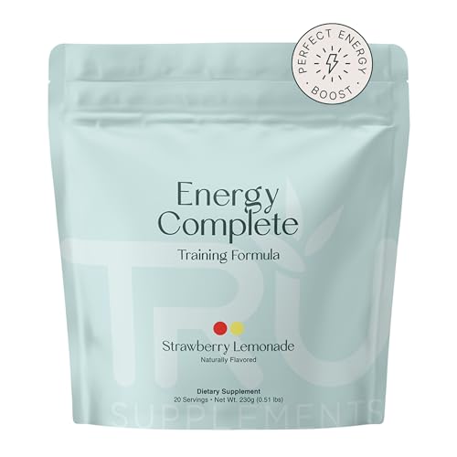 Image of TRU Supplements Energy, Pre Workout Training Formula, Vegan Friendly, No Jitters, Improve Workout Performance, Naturally Extracted Flavors, 20 Servings (Strawberry Lemonade)