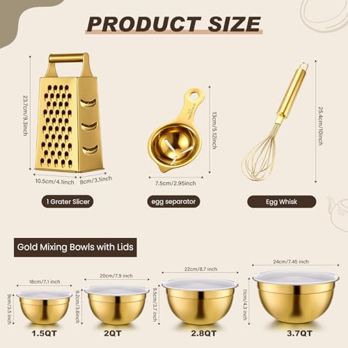 Set de 8 accesorios de cocina en acero inoxidable dorado miniatura 2