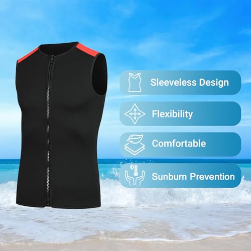 Chaleco térmico sin mangas de neopreno de 3 mm, unisex con cierre, chaleco elástico cálido para natación, snorkel, surf y buceo deportivo (M) miniatura 5