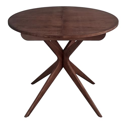 Mesa de comedor redonda extensible 90 cm Jubi (130 x 90 cm) madera de nogal