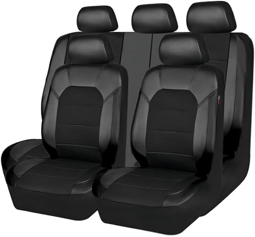 COFUNU Cuero Funda Asiento Coche para Audi A6 C7 Limousine/Avant 2011-2018, Universales Impermeable Antideslizante Cubreasientos Protector Accesorios.,A Black