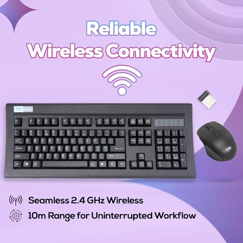 Image of TVS Electronics Platina Wireless Mechanical Keyboard & Mouse Combo | Adujustble Tilt Legs | Laser-Etched Key Caps | Optical Adjustable DPI 1600 | 50M Keystroke | 10M Range | 1-Year Warranty | Black