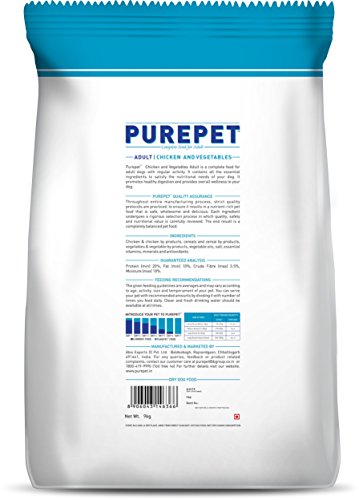 Image of Purepet Chicken and Vegetable Adult Dry Dog Food - 9kg & Wet Cat Food, Real Tuna and Chicken Liver in Gravy, 24 Pouches (24 x 70g) & 100% Vegeterian Biscuit,Dog Treats- Jar, 905g